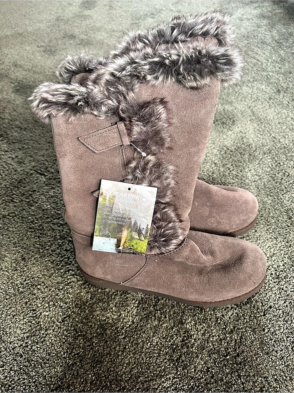 Bearpaw Liv Suede Pom-Pom Boot Winter Boots Brown US 8